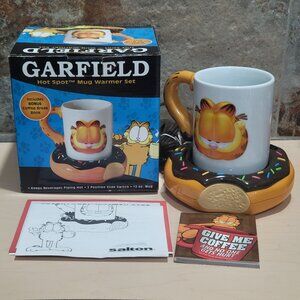 Vintage Salton Garfield Hot Spot Mug Warmer Set 1999 Garfield Mug Donut Shaped